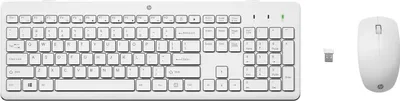 Immagine prodotto di Mouse e tastiera wireless HP 230, formato standard, wireless, tecnologia RF, tasti a membrana, bianco, include mouse
