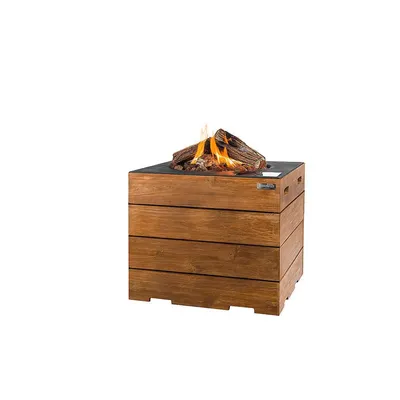 Produktbild von Happy Cocooning Feuertisch Lounge Teakholz / grau, quadratisch, 76 x 76 x 67,5 cm