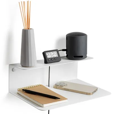 Image de Omgoods - Table de chevet blanche avec espace de rangement pour chambre