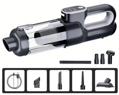 Produktbild von Handstaubsauger - Kabellos - Für Haus Und Auto - Nass- Und Trockensaugfunktion - Per USB Aufladbar - 16 kPa Saugkraft - Schwarz