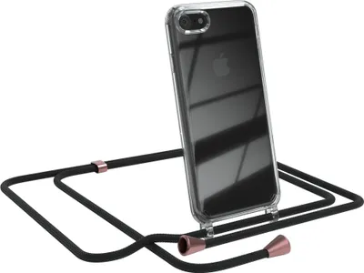 Produktbild von EAZY CASE Handykette kompatibel mit Apple iPhone SE 2020/2022, iPhone 7 / 8, Handyhülle mit Umhängeband, Handykordel, Schutzhülle Clear, Band in Schwarz