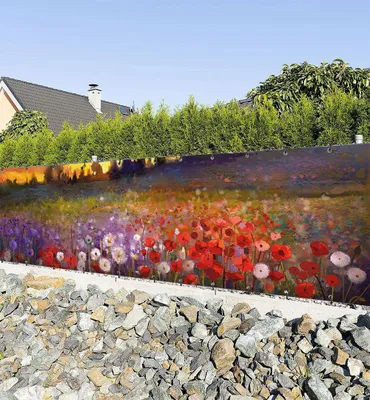 Produktbild von Zaunbanner Sonnenaufgang Blumenfeld Sichtschutz Garten Zaun