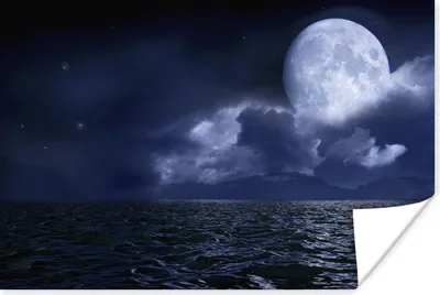 Produktbild von MuchoWow® Poster Mond - Meer - Horizont 60x40 cm - Schlafzimmerdekoration