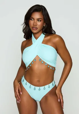 Produktbild von Moda Minx Bikinihose Hera mit edlen Schmuckelementen Blue M