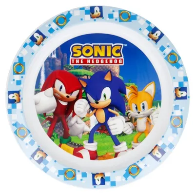 Produktbild von STOR Original Sega Sonic Kinder-Essteller aus wiederverwendbarem Kunststoff, mikrowellengeeignet und leicht zu reinigen.