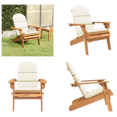 Immagine prodotto di vidaXL Sedia da giardino Adirondack con cuscino in legno massiccio di acacia - Sedia da giardino - Sedie da giardino - Mobili da giardino - Sedie da salotto