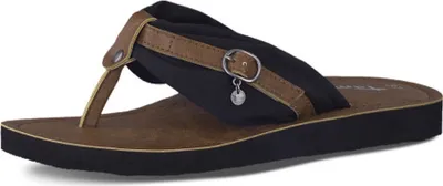 Produktbild von Tamaris Damen Pantolette Zehentrenner Textil Schnalle 1-27109-42, Größe:39 EU, Farbe:Schwarz