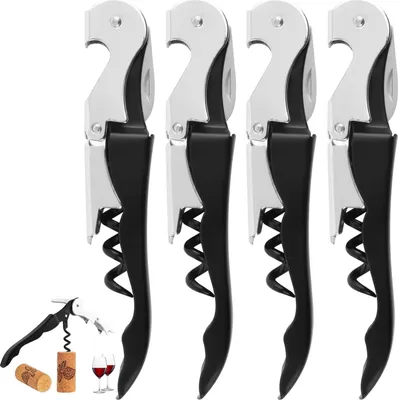 Produktbild von 4 Stück professionelle Weinöffner 3-in-1 Flaschenöffner Kellner-Korkenzieher für Servierer Sommeliers.