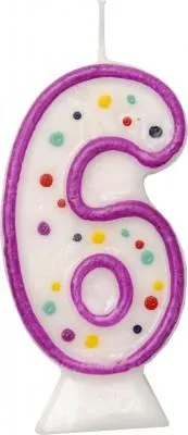 Produktbild von Bunte Glitzer Zahlenkerze Pink 6