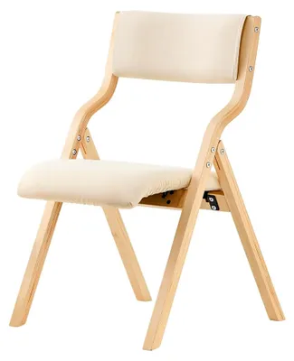 Produktbild von Gepolsterter Klappstuhl aus Holz – Ergonomischer Küchen- und Esszimmerstuhl, Faltbar und Platzsparend, Fertig Montiert, Ideal für Küche, Balkon und Büro in Weiß