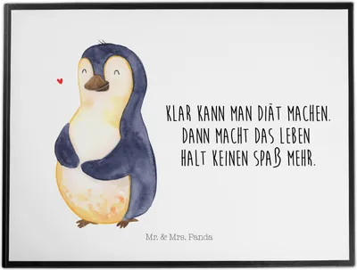 Produktbild von Mr. & Mrs. Panda Schreibunterlage Pinguin Diät - Weiß - Geschenk, Abnehmen, Tischschoner, Schreibtischauflage, schreibtischunterlage, schreibtischunterlagen, glücklich