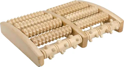 Image de Rouleau de massage pour les pieds – 27 x 17 x 5 cm – Bois naturel – Détente pour les pieds fatigués – Design ergonomique