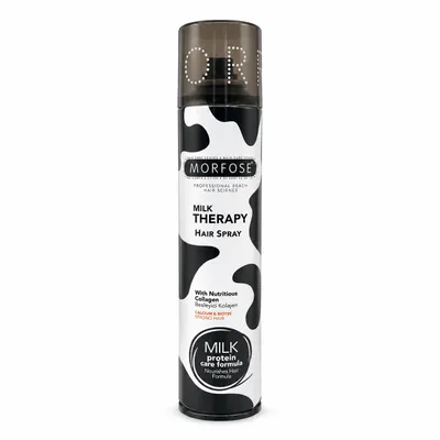 Produktbild von Morfose Milk Therapy Haarspray 300 ml – Fixierspray mit Milchprotein, Kollagen, Biotin und Calcium für gepflegtes Haarstyling, KI-generiertes Bild