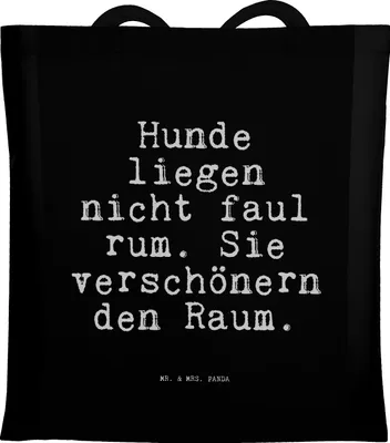 Produktbild von Mr. & Mrs. Panda Schultasche Hunde liegen nicht faul... - Schwarz - Geschenk, witzig, schön, Herrchen, Sprüche, Stoffbeutel, Shopping Tasche, Laptoptasche, Jutebeutel