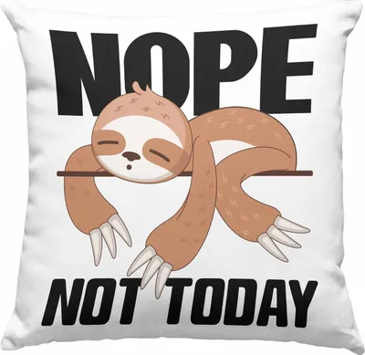 Produktbild von Trendation - Nope Not Today Lustige Deko-Kissen mit Füllung 40x40 für's Büro Arbeit Kollegin Männer Frauen  Deko-Kissen mit Füllung 40x40 Faultier Kinder Sprüche (Blau)