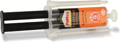 Produktbild von Pattex Kraft-Mix Extrem Fest, extrem starker Epoxidharz Kleber mit hoher Endfestigkeit, Klebstoff für fast jedes Material, transluzenter 2 Komponenten Kleber, 1x12g