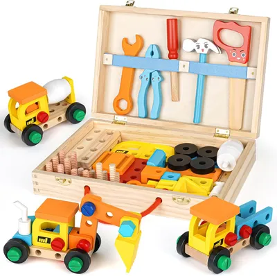 Produktbild von Holzspielzeug Werkzeugset, 53-teilig, für Kinder von 2 bis 5 Jahren, für Kinderzimmer