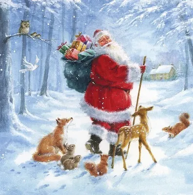 Produktbild von 20 Servietten Santas Gifts for Animals - Tiere freuen sich auf Geschenke 33x33cm