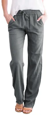 Produktbild von Tincini Leinenhose Damen Hose Sommer Musselin Leinen Hosen Stoffhose Einfarbig F