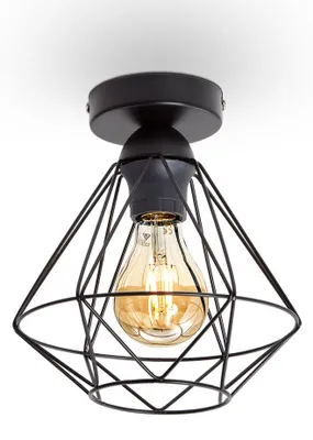 Image de Plafonnier métal design rétro éclairage style industriel vintage Ø220mm pour ampoule E27 max. 40W hauteur 240cm