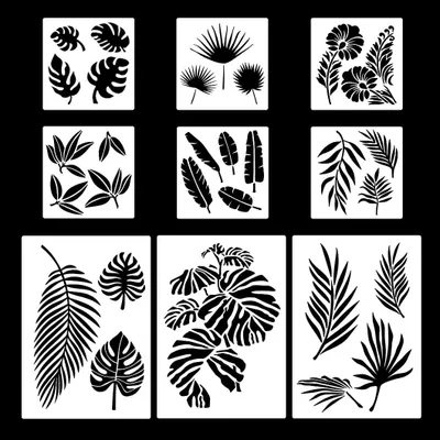 Imagen del producto de Solidchoice - Plantillas de hojas tropicales, 9 unidades para proyectos creativos