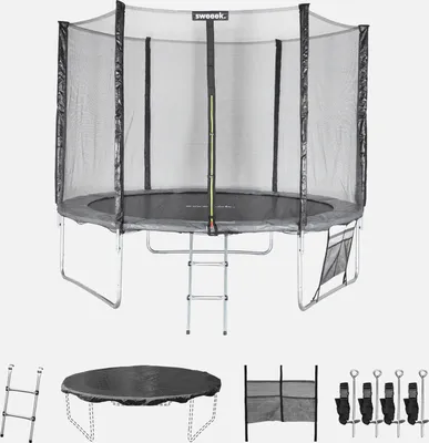 Produktbild von sweeek - Trampolin Ø305cm - mit Sicherheitsnetz und Zubehör - Grau