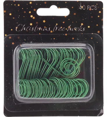 Produktbild von Haken zum Aufhängen von Weihnachtsbeleuchtung, grün, universell, 40 Stk.