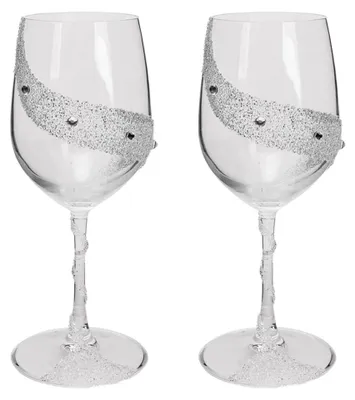 Strass-Rotweingläser Set von 2 – Kristallglas, 300 ml, 22,1 cm