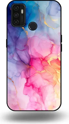 Produktbild von Smartphonica Handytasche passend für OPPO A32 / A53 / A53s mit Marmordruck - TPU Rückseitenschutzhülle Marmordesign - Regenbogen