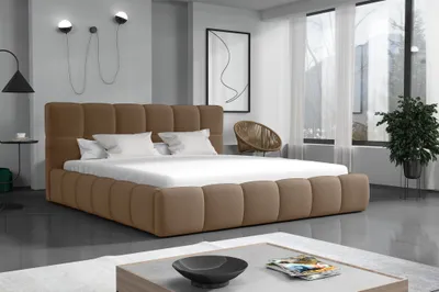 Produktbild von Polsterbett Doppelbett GIOTTO 200x200cm Stoff Monolith Braun