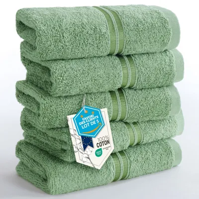 Produktbild von Handtuch Gästetuch Waschlappen - 5er-Set - 30 x 50 cm - 100 % Baumwolle - - Mit Aufhängeschlaufe