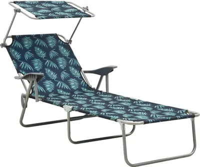 Produktbild von Maison Exclusive - Sonnenliege mit Sonnendach Stahl Blattmuster