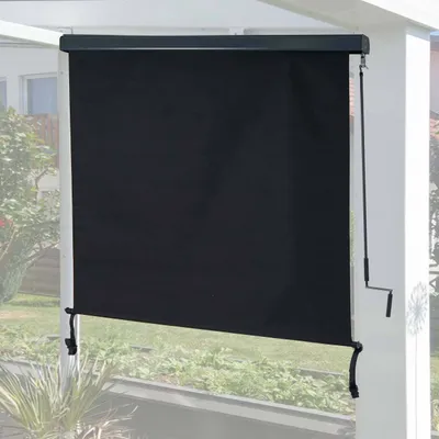 Obrázok produktu pre Vertikálna markíza HWC-F42, vertikálna markíza ochrana súkromia vonkajšia roleta, UV ochrana 50 látka ~ 250x180cm, čierna