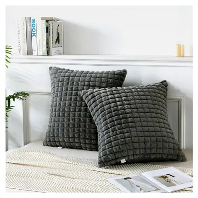 Produktbild von Set aus 1 Plüsch Kissenbezug, weicher Zierkissenbezug 80x80 cm, Dekokissenbezug für Sofa und Wohnzimmer