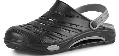 Produktbild von Ladeheid Damen und Herren leichte Eva Clogs Gartenclogs Gartenschuhe KL030 (Schwarz/Grau, 37 EU)