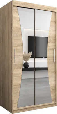Produktbild von Kleiderschrank, Schiebetürenschrank Schlafzimmer, Schrank mit Spiegel MONACO 100 cm