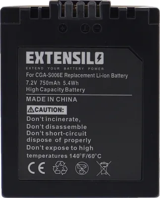 Produktbild von EXTENSILO Akku kompatibel mit Panasonic Lumix DMC-FZ8 Kamera (750 mAh, 7,2 V, Li-Ion)