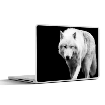 Produktbild von MuchoWow® Laptop Aufkleber Sticker Cover Wolf - Tier - Schwarz - Weiß 25x18 cm - Laptop-Deko