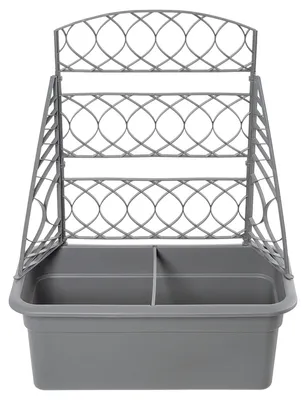 Image de Bac à fleurs pour pergola - Bac à fleurs avec treillis - 78 cm de haut - Plastique - Pour fleurs et plantes vertes - Gris clair