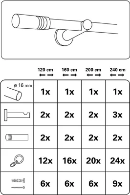 Produktbild von Gardinia Sigma 1-Lauf Ø 16 mm edelstahl-optik gebürstet 160 cm