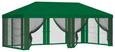 Image de vidaXL Tente de jardin avec toit et parois latérales, vert, 600,5 x 300,5 cm, polyester