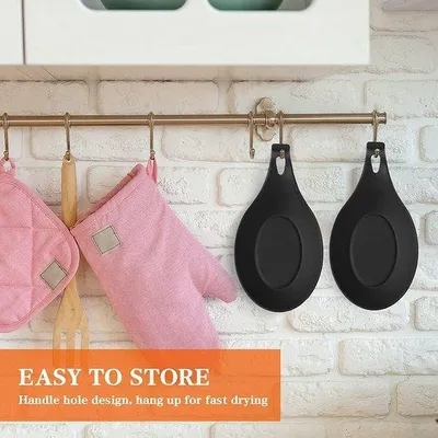 Immagine prodotto di Portacucchiai da cucina in silicone - Utensili da cucina, portacucchiai, portacucchiai imbottiti, nero
