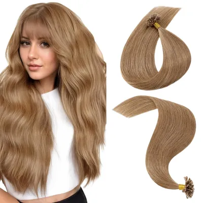 Produktbild von Keratine U-Tip Haarverlängerungen Goldbraun 50cm 25 Strähnen