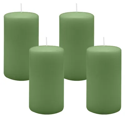 Produktbild von 4er Set Stumpenkerzen/Adventskranzkerzen Grün Ø 70 x 130 mm