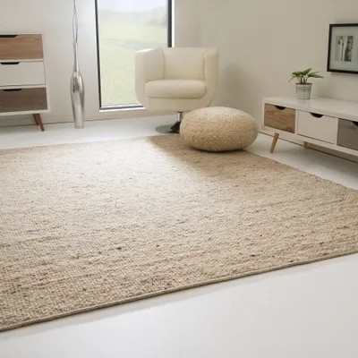 Produktbild von Steffensmeier Handweb Teppich Birgsau | Wolle (Schurwolle), Natur dunkel, handgewebt, Größe: 170x240 cm Wohnzimmer und Schlafzimmer