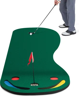 Produktbild von COSTWAY 300 x 96 cm golfová podložka na odkladanie, golfová podložka pre interiér a exteriér, skladacia golfová podložka s 3 odkladacími pohármi a 1 vlajkou