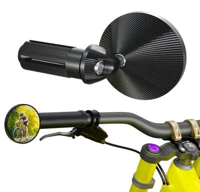 Image de Miroirs de vélo, 2 pièces, alliage d'aluminium, vision HD, réglables à 360°, pour guidons de 17 à 21 mm, couleur noire