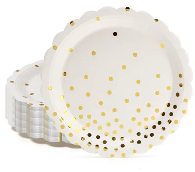 50 weiße Pappteller 23 cm mit Wellenrand für Partys