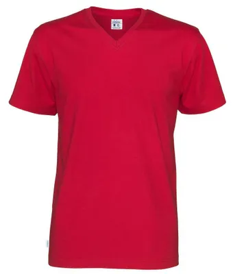 Produktbild von Cottover - T-Shirt für Herren/Damen Uni, V-Ausschnitt, Baumwolle ET549 (L) (Rot)