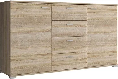 Image de Commode Salon Commode 4 tiroirs Buffet MDF/Panneau d'aggloméré aspect bois